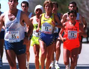 Here is Uta in the 1994 Boston Marathon. 